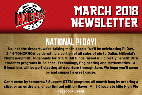 Norma's Cafe Newsletter