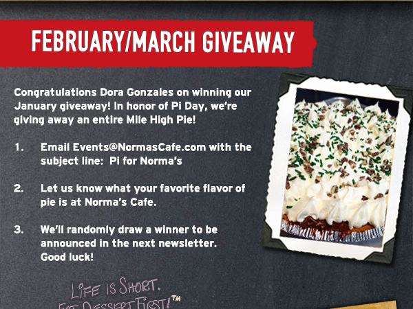 Norma's Cafe Newsletter
