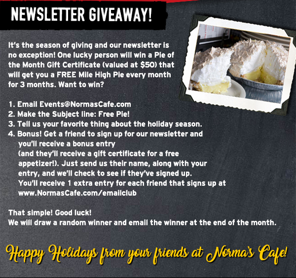 Norma's Cafe Newsletter