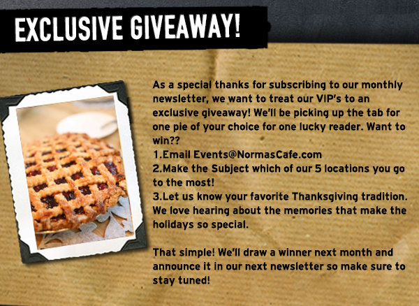 Norma's Cafe Newsletter