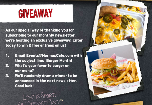 Norma's Cafe Newsletter