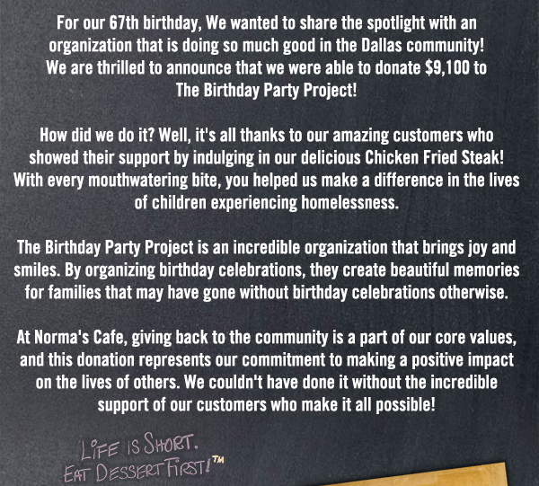 Norma's Cafe Newsletter
