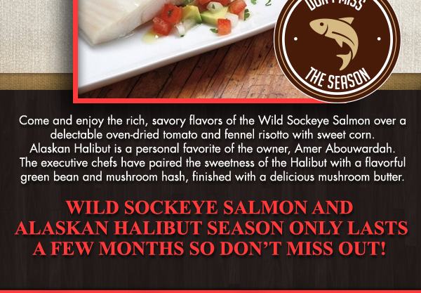 Wild Sockeye Salmon & Alaskan Halibut season only
							 lasts a few months so don't miss out!
							 See image for full details/disclaimer