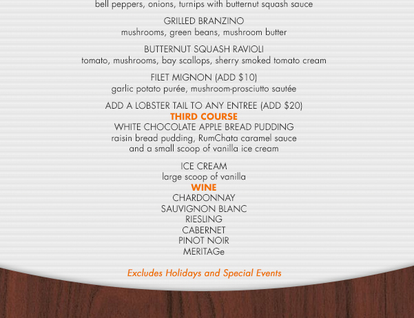 Special Tasting Menu
							 See image for full details