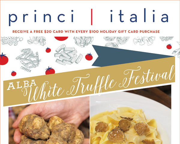 Alba White Truffle Festival
							Special A La Carte Menu - Dec 4th - 21st
							See image for full details