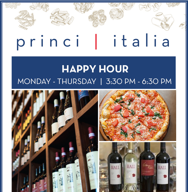 Happy Hour
							 Mon - Thu 3:30pm-6:30pm
							 See image for full details
