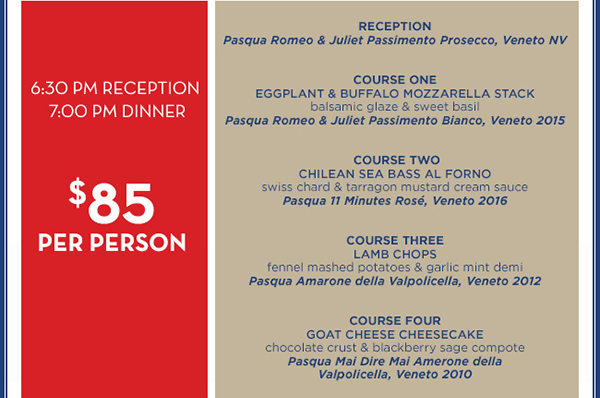 Pasqua Wine Dinner
							 See image for full details