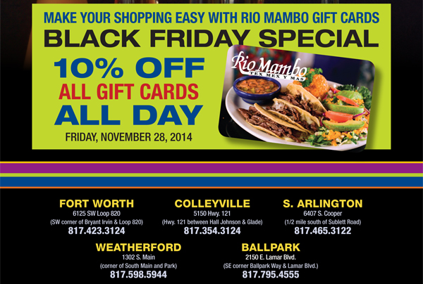 Black Friday Special - 10% off all gift cards all day
							See image for full disclaimer