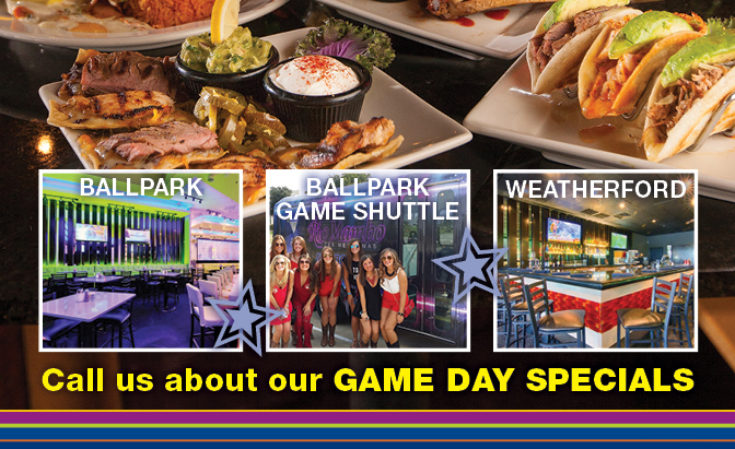 Call us about our Game Day Specials
							See image for full details