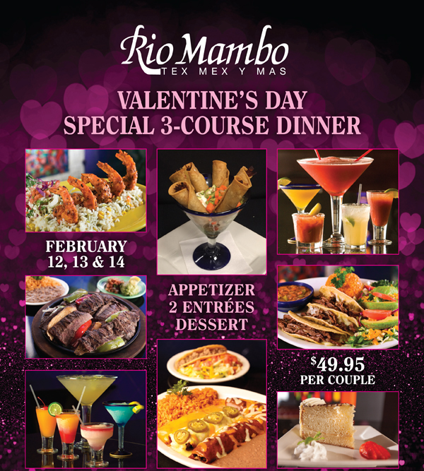 Valentine's Day Special 3 course Dinner
							 See image for details