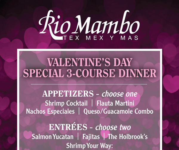 Valentine's Day Special 3 course Dinner
							 See image for details