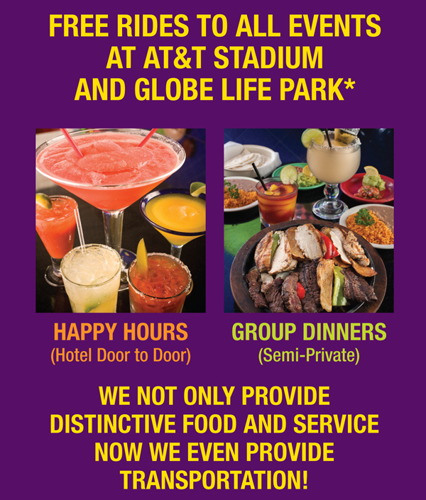 We not only provide distinctive food and service
							 now we even provide transportation!
							 See image for details