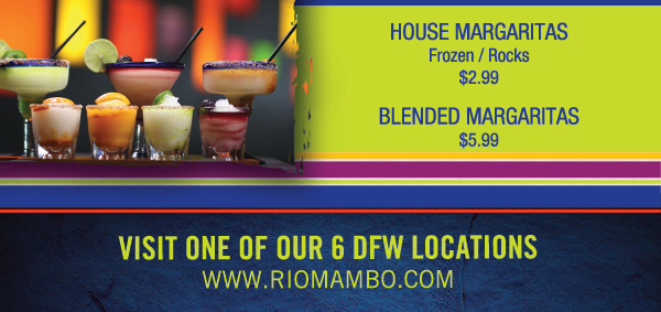 Visit one of our 6 locations
								www.riomambo.com