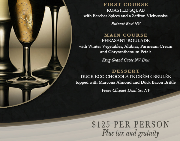$125 per person plus tax and gratuity
							 See image for details