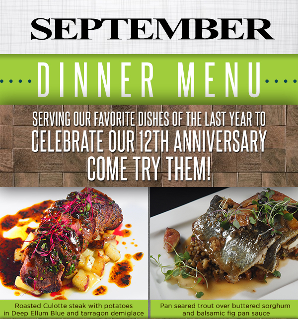 September Dinner Menu
							 See image for details