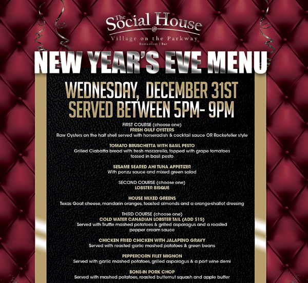 New Year's Eve Menu
							See image for details