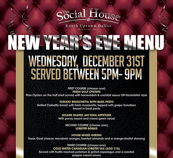 New Year's Eve Menu
							See image for details