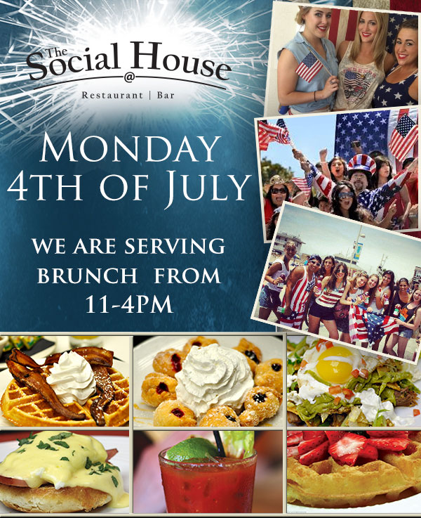4th of July Brunch
							 Monday, July 4th
							 11am - 4pm
							 See image for full details