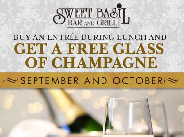 Buy an entree during lunch and get
							 a free glass of champagne
							 Sept - Oct