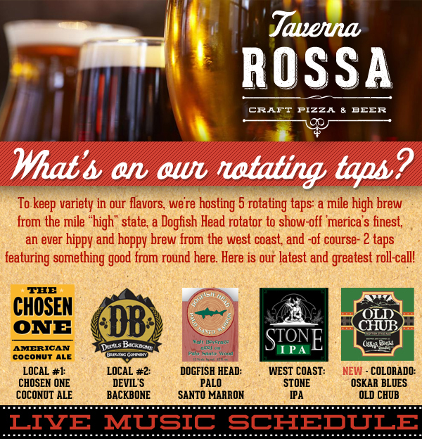 What's on our rotating taps?
							To keep variety in our flavors, we're hosting 5 rotatings taps: see image for full list