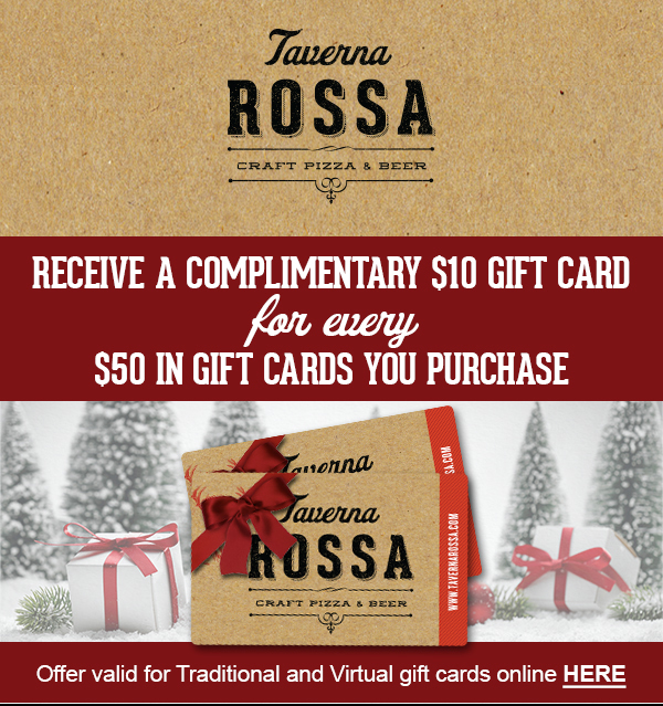 Receive a comlimentary $10 gift card
							for every $50 in gift cards you purchase
							See image for full details