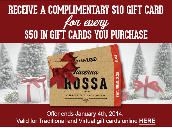Receive a complimentary $10
							gift card for every $50 in gift cards you purchase
							See image for full details