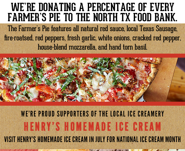 We're featuring the Farmer's Pie
							 We're proud supporters of the local ice creamery
							 See image for full details