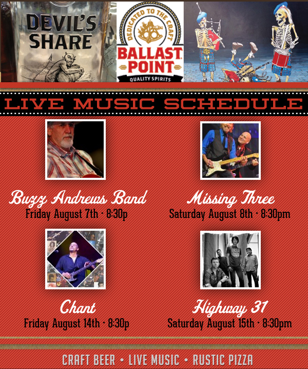 Live Music Schedule
							 See image for full details