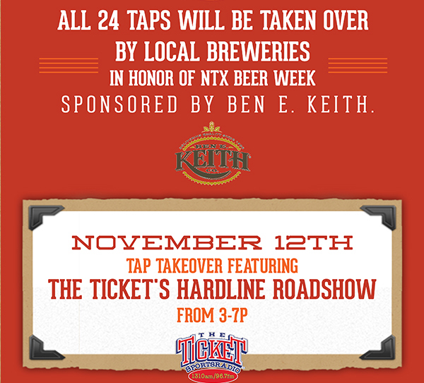 All 24 taps
							 will be taken over by local breweries
							 See image for full details