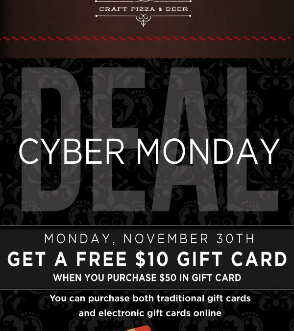 Cyber Deal Monday
							 Monday, Nov 30th
							 See image for full details