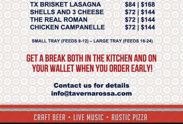Get a break both in the kitchen
							 and on your wallet when you order early!
							 See image for full details