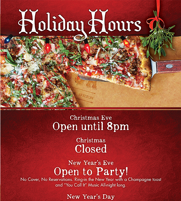 Holiday Hours
							 See image for full details