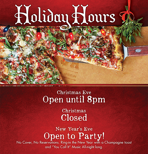 Holiday Hours
							 See image for full details