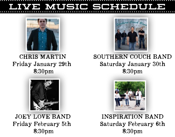 Live Music Schedule
							 See image for full details