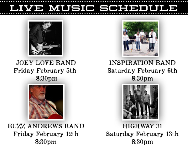 Live Music Schedule
							 See image for full details