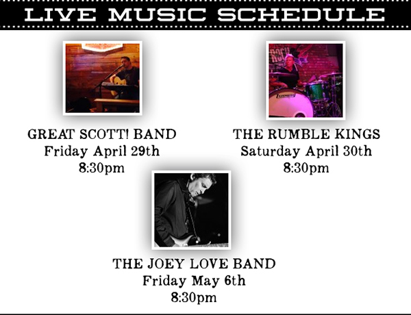 Live Music Schedule
							 See image for full details