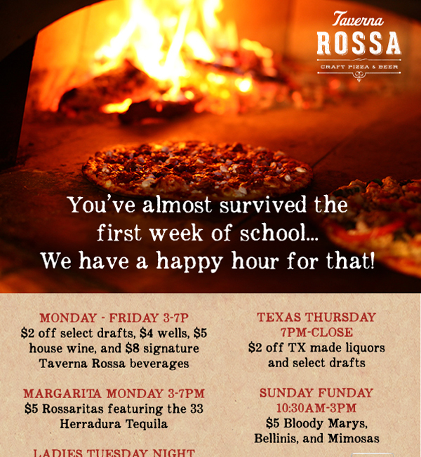 We have a happy hour for that!
							 See image for full details