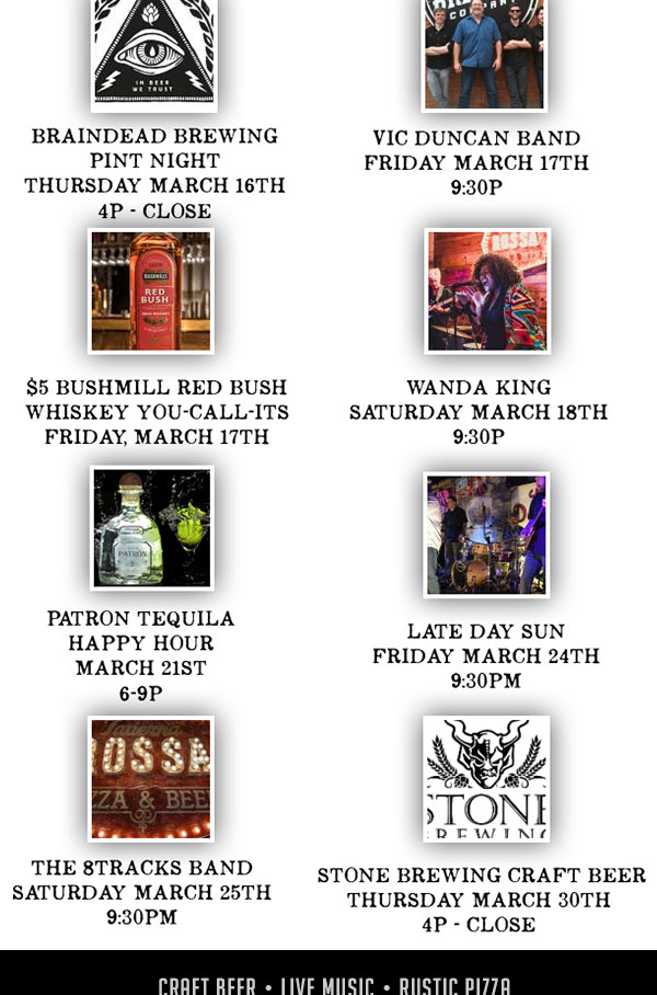 Live Music Schedule
							 See image for full details