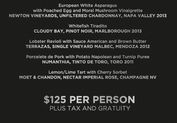 $125 per person
							 plus tax and gratuity
							 See image for full details
