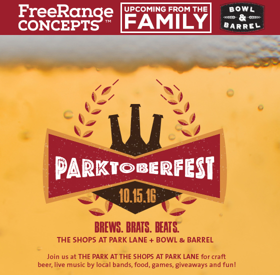 Parktoberfest
							 10/15/16
							 Brews. Brats. Beats.
							 See image for full details