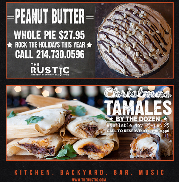 Kitchen. Backyard. Bar. Music.
							www.therusticrestaurant.com