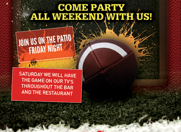 Sunday Night Football 5pm - close
							 Get your package of 2 pizzas and 10 wings for $25
							 See image for details