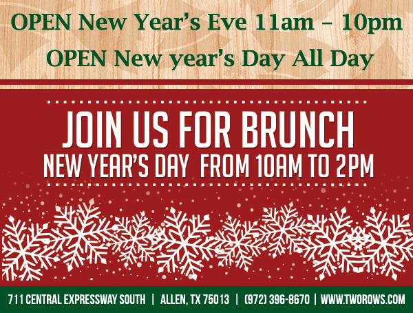 www.tworows.com - Allen's favorite hometown restaurant & bar featuring wood-fired brick oven pizza, big ole burgers, spacious patio, and much more!