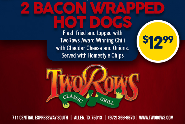 www.tworows.com - Allen's favorite hometown restaurant & bar featuring wood-fired brick oven pizza, big ole burgers, spacious patio, and much more!