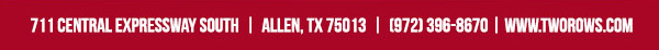 www.tworows.com - Allen's favorite hometown restaurant & bar featuring wood-fired brick oven pizza, big ole burgers, spacious patio, and much more!