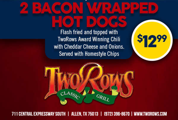 www.tworows.com - Allen's favorite hometown restaurant & bar featuring wood-fired brick oven pizza, big ole burgers, spacious patio, and much more!
