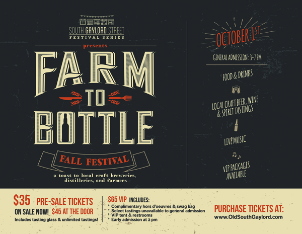 Farm To Bottle Fall Festival
							 October 1st
							 See image for full details