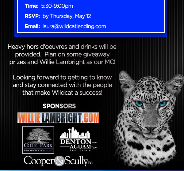 Heavy hors d'oeuvres and drinks
							 will be provided.
							 See image for full details